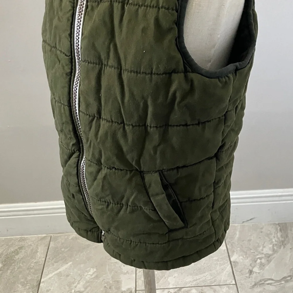 OLD NAVY Green Hooded Cotton quilt puff Vest for Toddler Boys | 5T
